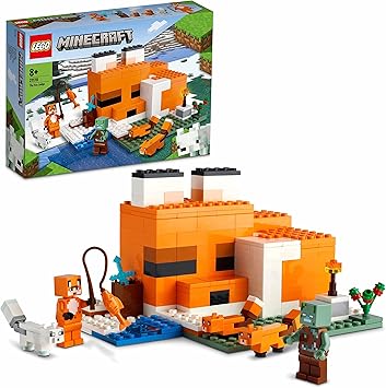 LEGO 21178 Minecraft Le Refuge du Renard, Jouet de Construction de Maison, Set avec Figurines Animaux et Zombie, pour Garçons et Filles Dès 8 Ans