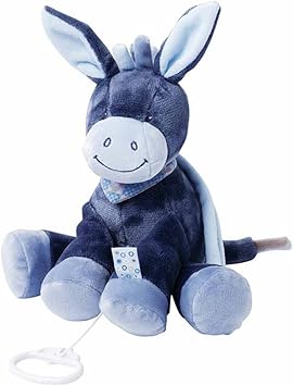 Nattou 321051 Peluche Musicale Âne Alex, Berceuse "La-Le-Lu", Hauteur : 28 cm, Alex et Bibou, Bleu