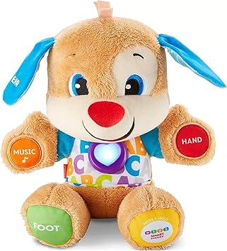 Fisher-Price Puppy Eveil Progressif | Peluche Musicale et Interactive | Plus de 75 Chansons et 3 Niveaux D'apprentissage | Jouet bébé 6 Mois et Plus pour Filles et Garçons, Version: UK-Anglais , FPM43