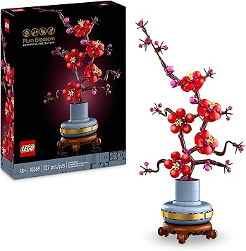 LEGO Botanique Les Fleurs de Prunier - Plante Artificielle à Offrir - Set de Construction, Adulte - Décoration intérieure - Activité relaxante - Idée Cadeau pour la St Valentin, Femme ou Homme 10369