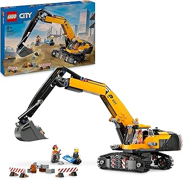 LEGO City La Pelleteuse de Chantier Jaune, Jouet pour Enfants Garçons et Filles dès 8 Ans, Idée de Cadeau d’Anniversaire, Minifigurines de Conducteur, Ouvrier et Architecte 60420