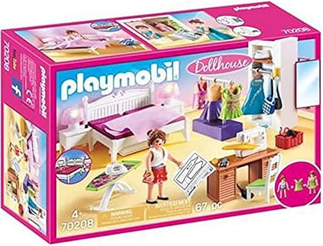 Playmobil 70208 Chambre avec Espace Couture - Dollhouse - avec Un Personnage, Une Table avec Machine à Coudre, Une Table à Repasser et des patrons - Aménager La Maison Traditionnelle - Dès 4 Ans