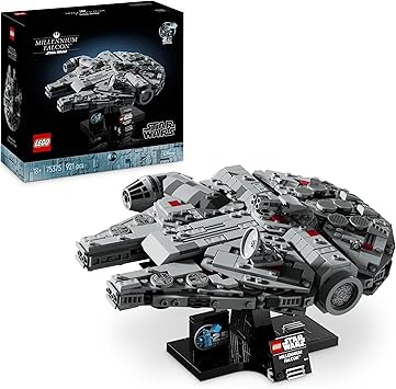 LEGO Star Wars Millennium Falcon, Set pour Fans de la Saga Vaisseau Spatial à Collectionner pour le 25e Anniversaire Décoration d'Intérieure Véhicule mythique, Cadeau d’Anniversaire pour Adultes 75375