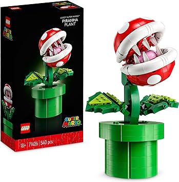 LEGO Super Mario Plante Piranha, Figurine Articulée avec Tuyau et 2 Pièces de Monnaie, Kit de Modelage pour Adultes, Décoration Intérieure, Idée Cadeau pour Hommes, Femmes et Adolescents 71426